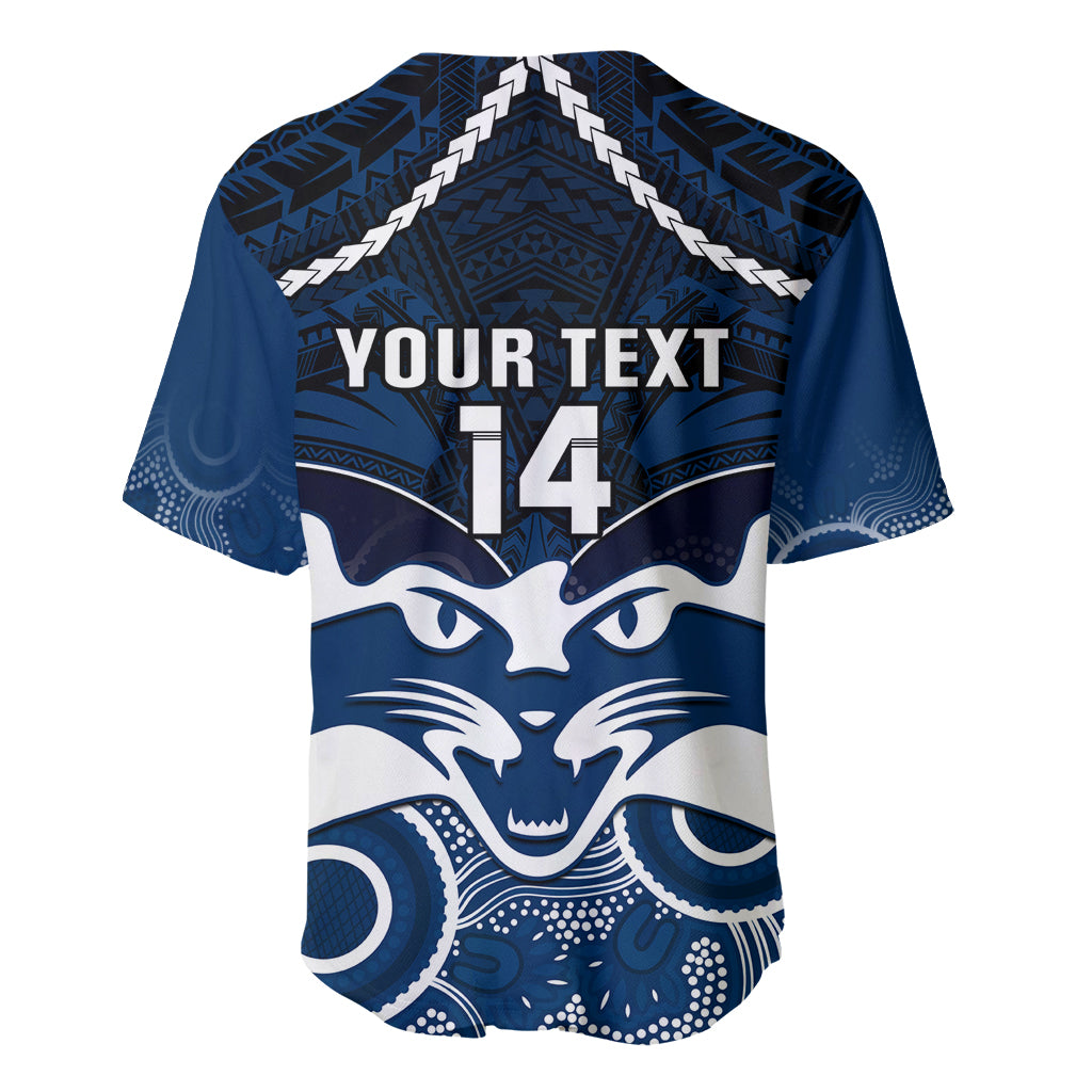 Personalised Geelong Football Baseball Jersey Go Cats Aboriginal Mix Polynesian Pattern LT14