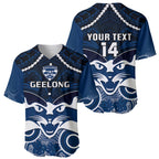 Personalised Geelong Football Baseball Jersey Go Cats Aboriginal Mix Polynesian Pattern LT14