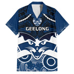 Personalised Geelong Football Hawaiian Shirt Go Cats Aboriginal Mix Polynesian Pattern LT14