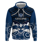 Personalised Geelong Football Hoodie Go Cats Aboriginal Mix Polynesian Pattern LT14