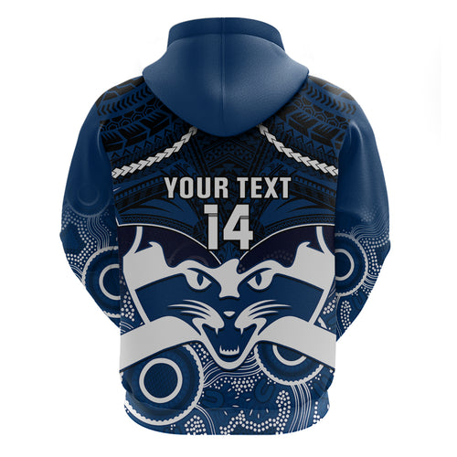 Personalised Geelong Football Hoodie Go Cats Aboriginal Mix Polynesian Pattern LT14