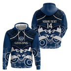 Personalised Geelong Football Hoodie Go Cats Aboriginal Mix Polynesian Pattern LT14