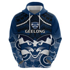 Personalised Geelong Football Hoodie Go Cats Aboriginal Mix Polynesian Pattern LT14
