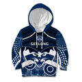 Personalised Geelong Football Kid Hoodie Go Cats Aboriginal Mix Polynesian Pattern LT14