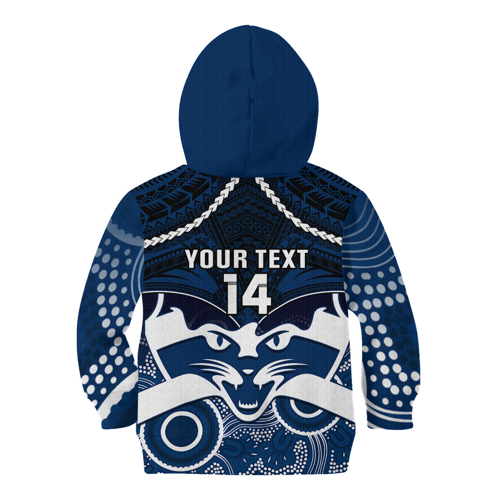 Personalised Geelong Football Kid Hoodie Go Cats Aboriginal Mix Polynesian Pattern LT14