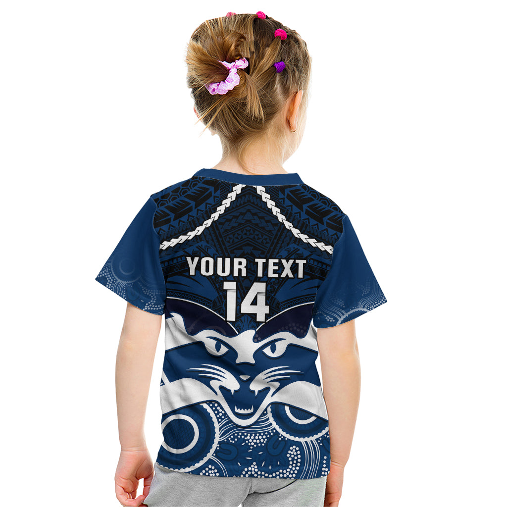 Personalised Geelong Football Kid T Shirt Go Cats Aboriginal Mix Polynesian Pattern LT14