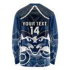 Personalised Geelong Football Long Sleeve Shirt Go Cats Aboriginal Mix Polynesian Pattern LT14