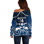 Personalised Geelong Football Off Shoulder Sweater Go Cats Aboriginal Mix Polynesian Pattern LT14