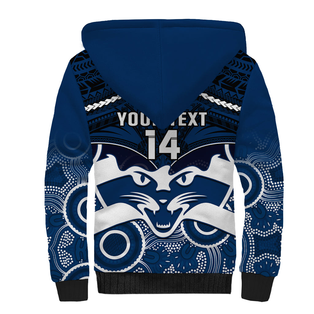 Personalised Geelong Football Sherpa Hoodie Go Cats Aboriginal Mix Polynesian Pattern LT14