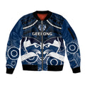 Personalised Geelong Football Sleeve Zip Bomber Jacket Go Cats Aboriginal Mix Polynesian Pattern LT14