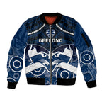 Personalised Geelong Football Sleeve Zip Bomber Jacket Go Cats Aboriginal Mix Polynesian Pattern LT14