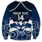 Personalised Geelong Football Sweatshirt Go Cats Aboriginal Mix Polynesian Pattern LT14