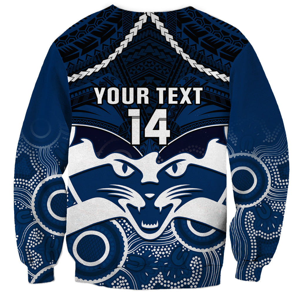 Personalised Geelong Football Sweatshirt Go Cats Aboriginal Mix Polynesian Pattern LT14