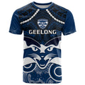Personalised Geelong Football T Shirt Go Cats Aboriginal Mix Polynesian Pattern LT14