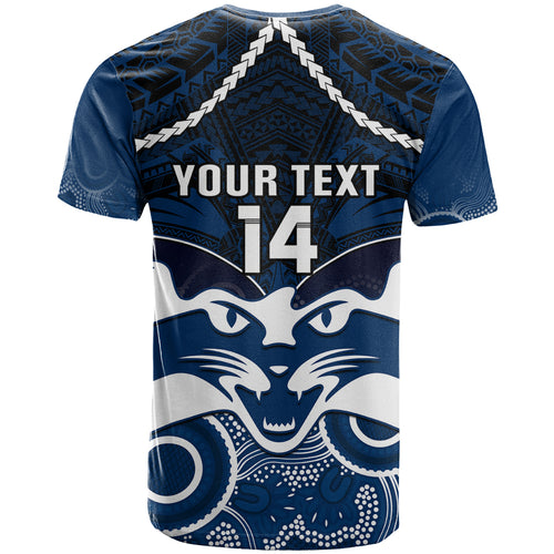 Personalised Geelong Football T Shirt Go Cats Aboriginal Mix Polynesian Pattern LT14