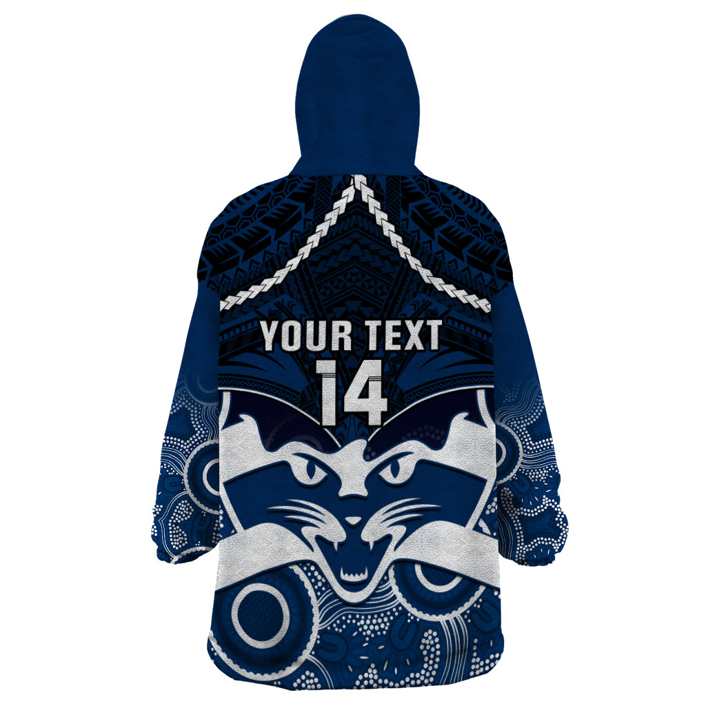 Personalised Geelong Football Wearable Blanket Hoodie Go Cats Aboriginal Mix Polynesian Pattern LT14