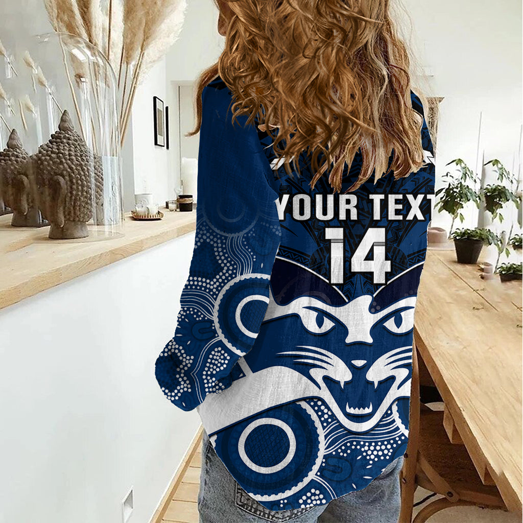 Personalised Geelong Football Women Casual Shirt Go Cats Aboriginal Mix Polynesian Pattern LT14
