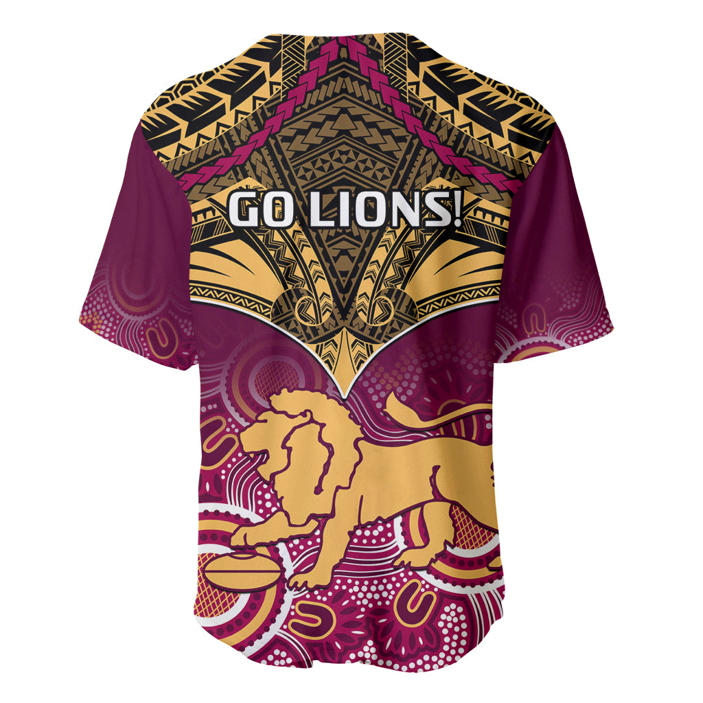 Brisbane Football Baseball Jersey Go Lions Aboriginal Mix Polynesian Pattern LT14