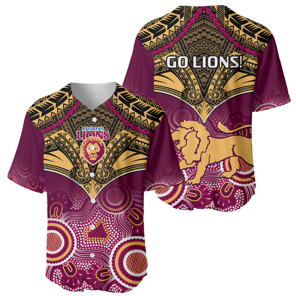 Brisbane Football Baseball Jersey Go Lions Aboriginal Mix Polynesian Pattern LT14