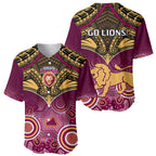 Brisbane Football Baseball Jersey Go Lions Aboriginal Mix Polynesian Pattern LT14