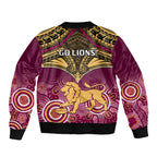 Brisbane Football Bomber Jacket Go Lions Aboriginal Mix Polynesian Pattern LT14