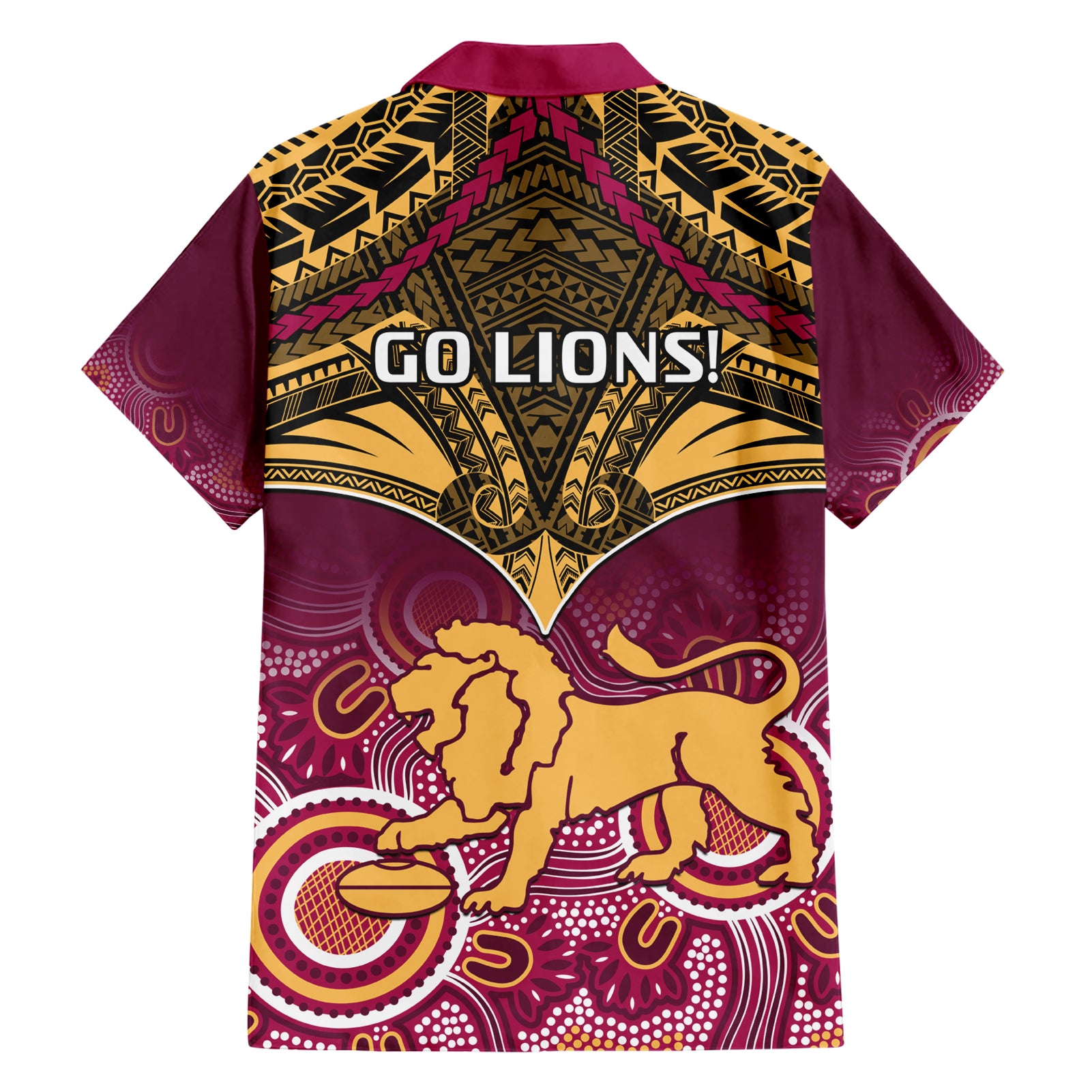 Brisbane Football Hawaiian Shirt Go Lions Aboriginal Mix Polynesian Pattern LT14