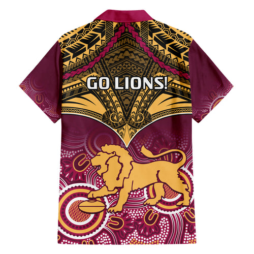 Brisbane Football Hawaiian Shirt Go Lions Aboriginal Mix Polynesian Pattern LT14
