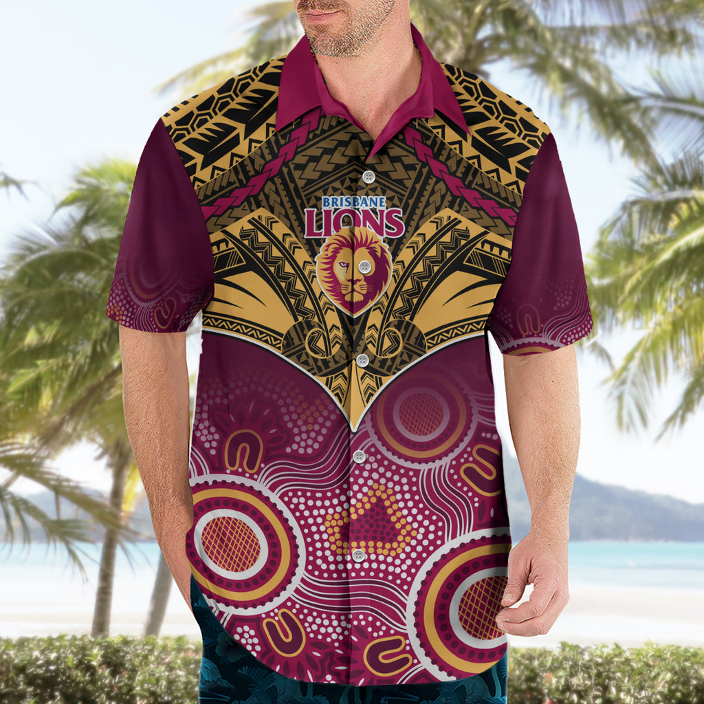 Brisbane Football Hawaiian Shirt Go Lions Aboriginal Mix Polynesian Pattern LT14