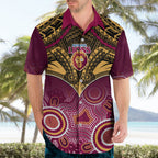 Brisbane Football Hawaiian Shirt Go Lions Aboriginal Mix Polynesian Pattern LT14