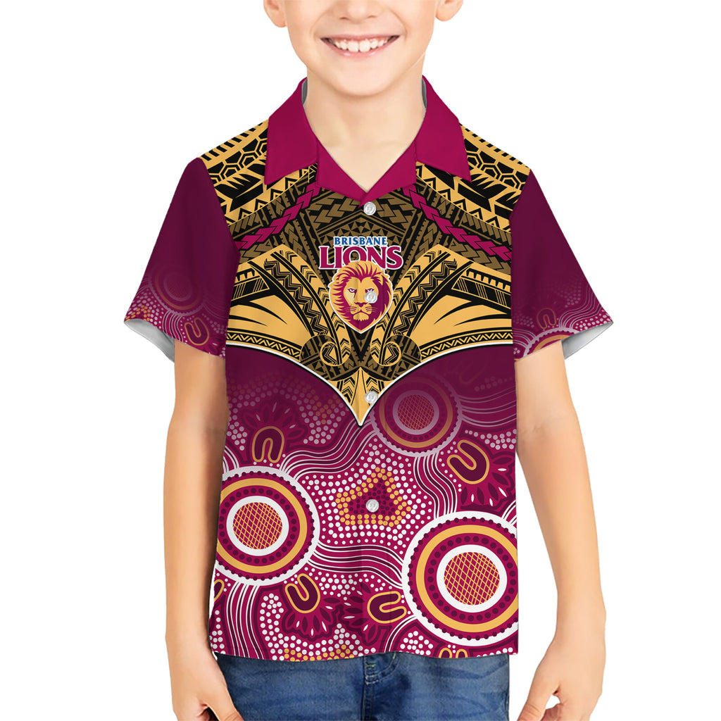Brisbane Football Hawaiian Shirt Go Lions Aboriginal Mix Polynesian Pattern LT14