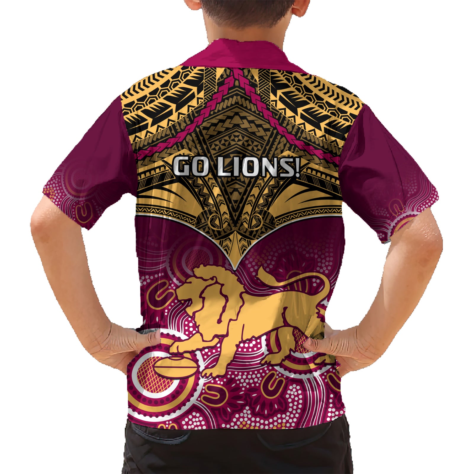 Brisbane Football Hawaiian Shirt Go Lions Aboriginal Mix Polynesian Pattern LT14