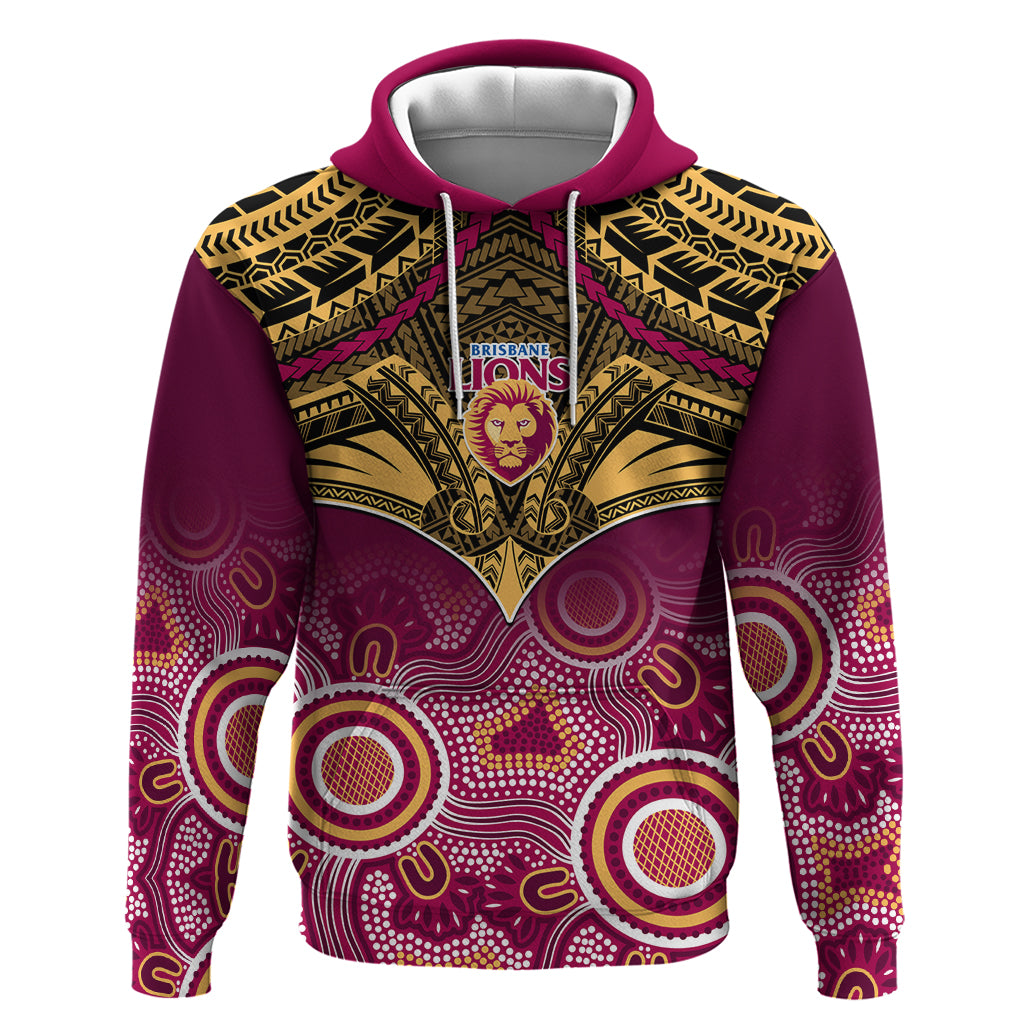 Brisbane Football Hoodie Go Lions Aboriginal Mix Polynesian Pattern LT14