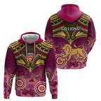 Brisbane Football Hoodie Go Lions Aboriginal Mix Polynesian Pattern LT14