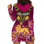 Brisbane Football Hoodie Dress Go Lions Aboriginal Mix Polynesian Pattern LT14