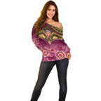 Brisbane Football Off Shoulder Sweater Go Lions Aboriginal Mix Polynesian Pattern LT14