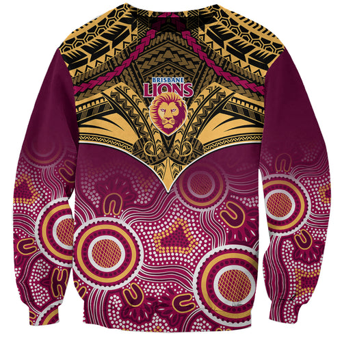 Brisbane Football Sweatshirt Go Lions Aboriginal Mix Polynesian Pattern LT14
