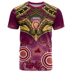 Brisbane Football T Shirt Go Lions Aboriginal Mix Polynesian Pattern LT14