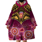 Brisbane Football Wearable Blanket Hoodie Go Lions Aboriginal Mix Polynesian Pattern LT14