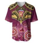 Personalised Brisbane Football Baseball Jersey Go Lions Aboriginal Mix Polynesian Pattern LT14