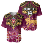 Personalised Brisbane Football Baseball Jersey Go Lions Aboriginal Mix Polynesian Pattern LT14