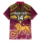 Personalised Brisbane Football Hawaiian Shirt Go Lions Aboriginal Mix Polynesian Pattern LT14