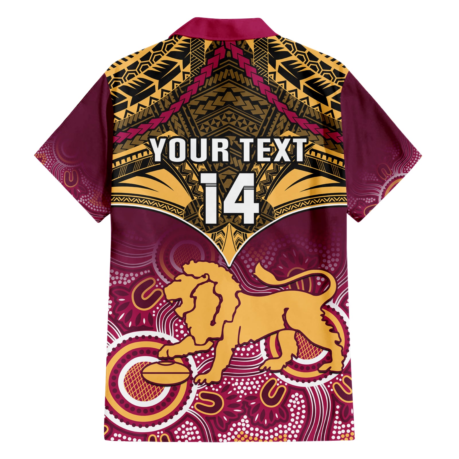 Personalised Brisbane Football Hawaiian Shirt Go Lions Aboriginal Mix Polynesian Pattern LT14