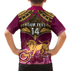 Personalised Brisbane Football Hawaiian Shirt Go Lions Aboriginal Mix Polynesian Pattern LT14