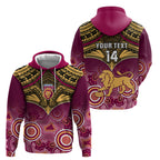 Personalised Brisbane Football Hoodie Go Lions Aboriginal Mix Polynesian Pattern LT14
