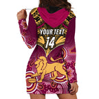 Personalised Brisbane Football Hoodie Dress Go Lions Aboriginal Mix Polynesian Pattern LT14