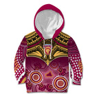 Personalised Brisbane Football Kid Hoodie Go Lions Aboriginal Mix Polynesian Pattern LT14