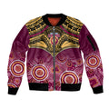 Personalised Brisbane Football Sleeve Zip Bomber Jacket Go Lions Aboriginal Mix Polynesian Pattern LT14
