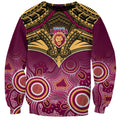 Personalised Brisbane Football Sweatshirt Go Lions Aboriginal Mix Polynesian Pattern LT14