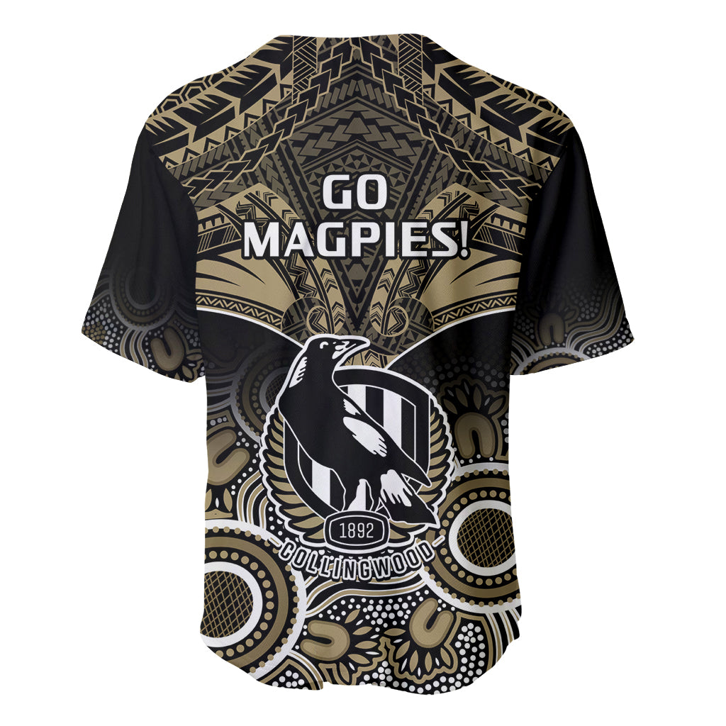 Collingwood Football Baseball Jersey Go Magpies Aboriginal Mix Polynesian Pattern LT14