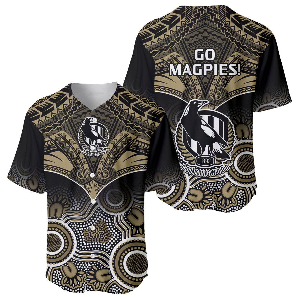 Collingwood Football Baseball Jersey Go Magpies Aboriginal Mix Polynesian Pattern LT14